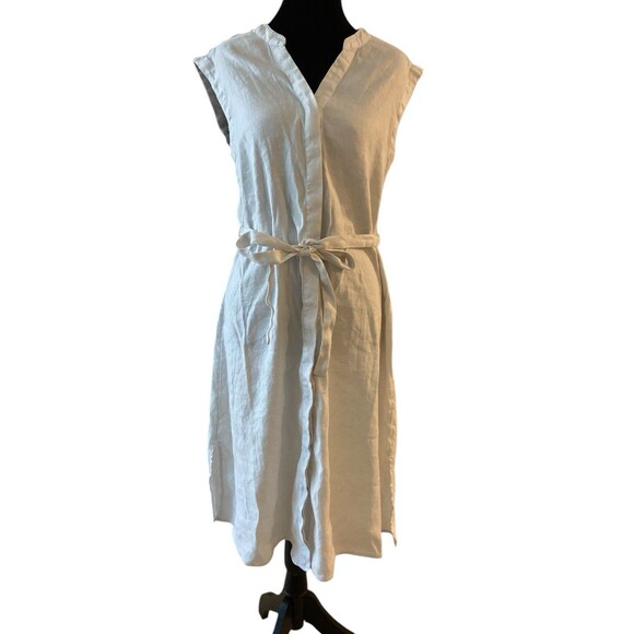 Tahari Woman’s‎ Ivory Linen Blend Dress Size 4 MIDI Sleeveless - Picture 2 of 12